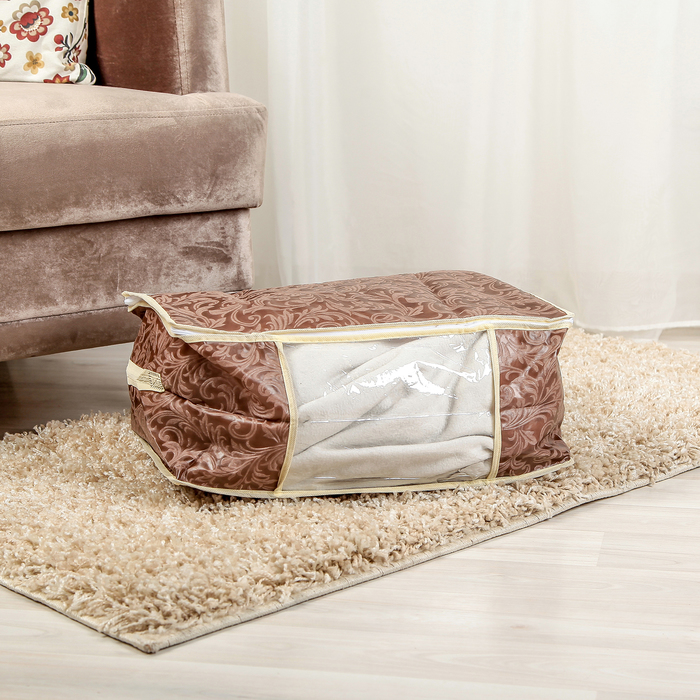 Кофр для хранения вещей 45х30х20 см "Узоры", коричневый