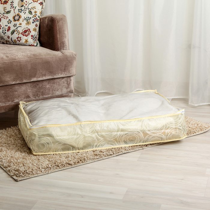 Кофр для хранения вещей 80х45х14 см "Розы" цвет бежевый