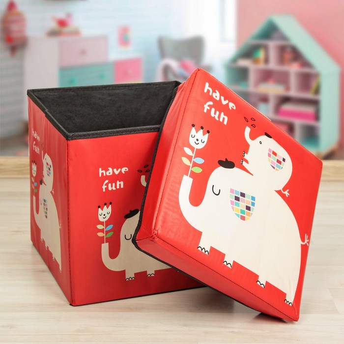 Пуф складной 30х30х30 см "Слоники"