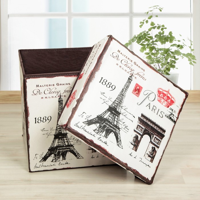 Пуф складной 30х30х30 см "Париж, романтика"