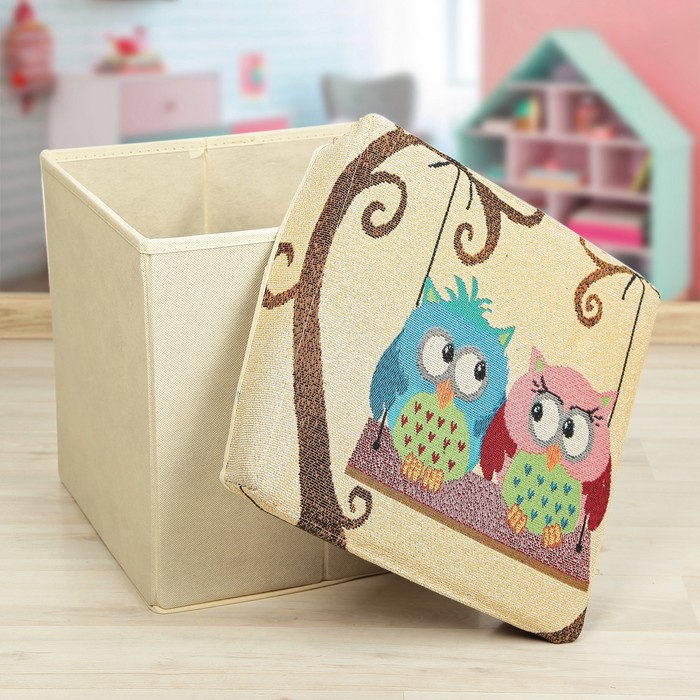 Пуф складной 30х30х30 см "Совушки влюбленные"