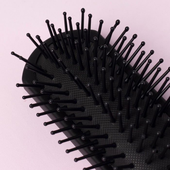 Расчёска массажная, прямоугольная, 23(±1)см, цвет чёрный/серебристый