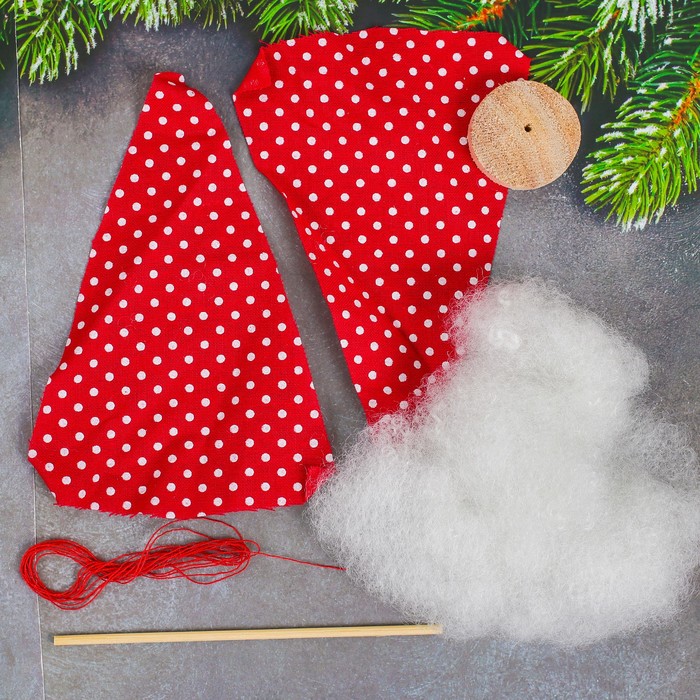 Набор для создания игрушки из ткани "Елочка в горошек", цвет красный