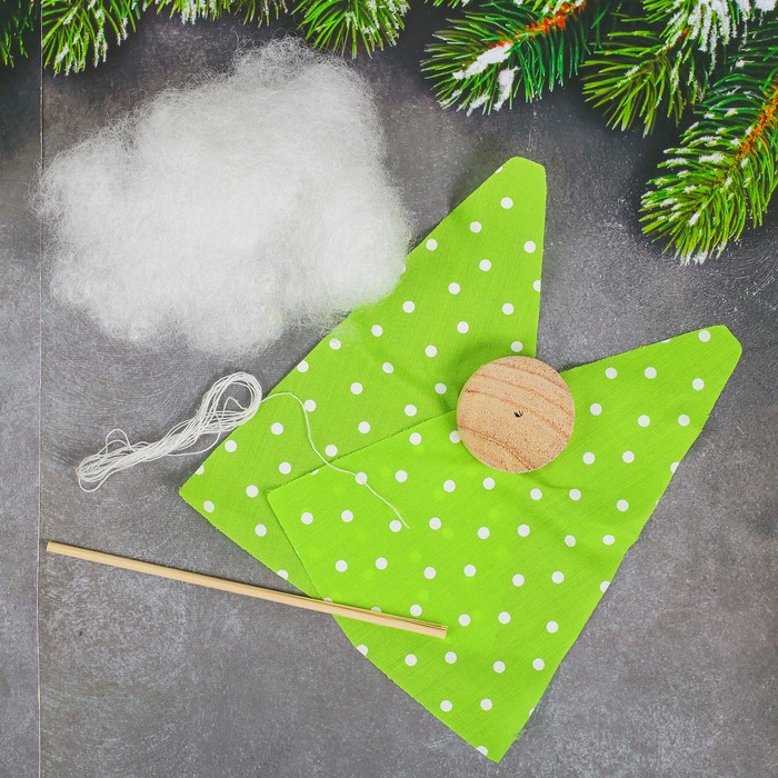 Набор для создания игрушки из ткани "Елочка в горошек", цвет зеленый