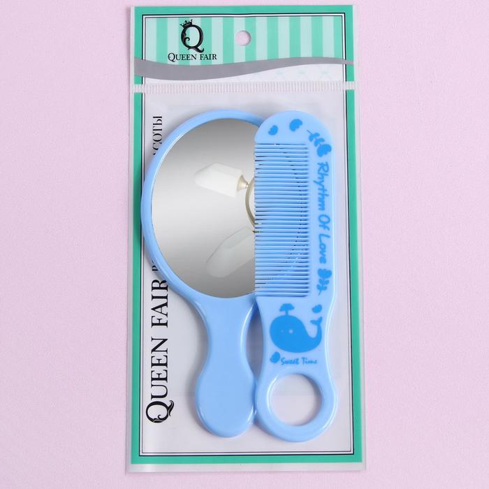 Набор 2 предмета: расчёска с ручкой, зеркало, 11,5см, цвет МИКС