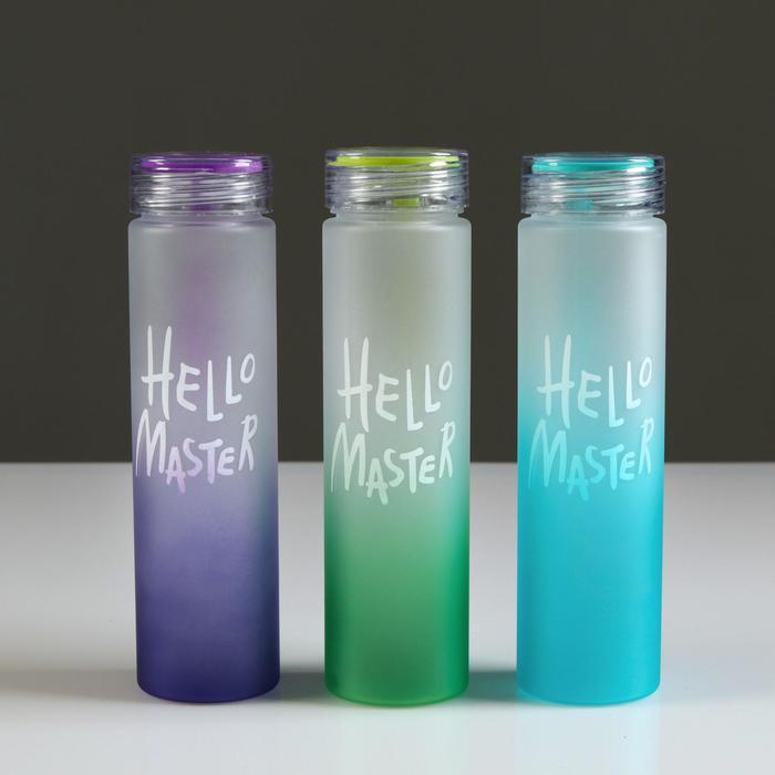 Бутылка для воды 500 мл Hello Master, со шнурком, микс, 6х22см