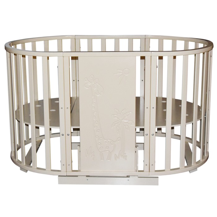 Кроватка-трансформер "Любаша 4" Жираф, 6 в 1, универс. маятник, круглая/овальная,слон.кость 39777