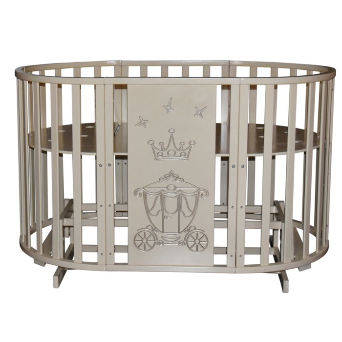 Кроватка-трансформер "Любаша 4" Корона, 6 в 1, универс. маятник, круглая/овальная,слон.кость 39777