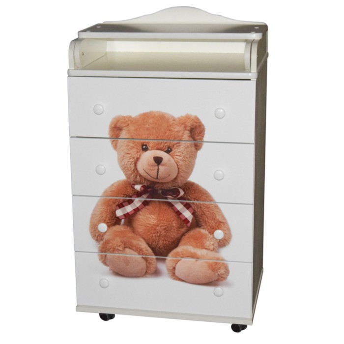 Комод пеленальный №4 "Мишка" МДФ 600/4, белый