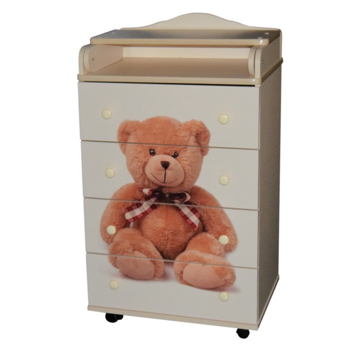 Комод пеленальный №4 "Мишка" МДФ 600/4, слоновая кость