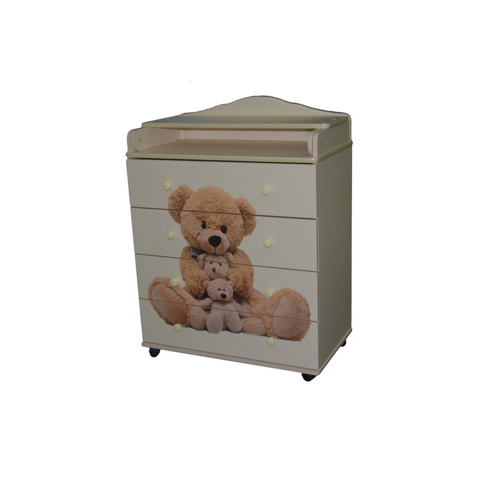 Комод пеленальный №5 "Мишка" МДФ 800/4, слоновая кость