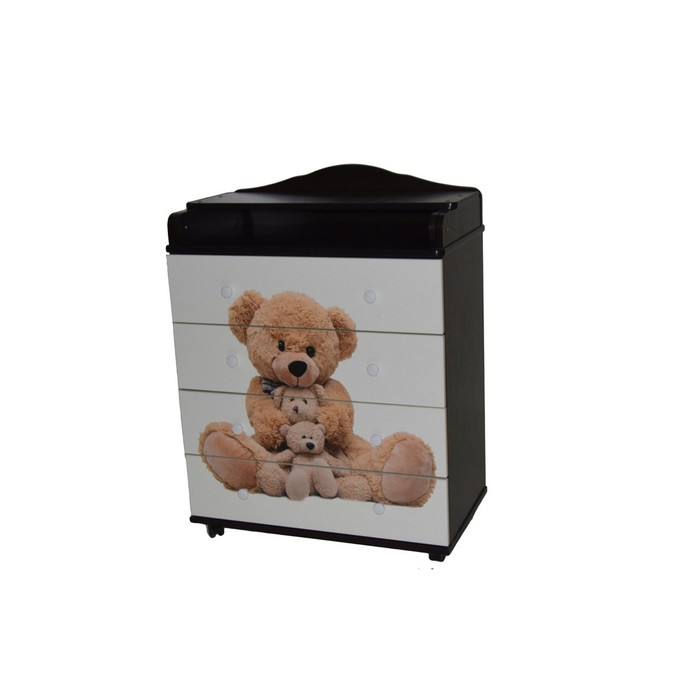 Комод пеленальный №5 "Мишка" МДФ 800/4, венге-белый