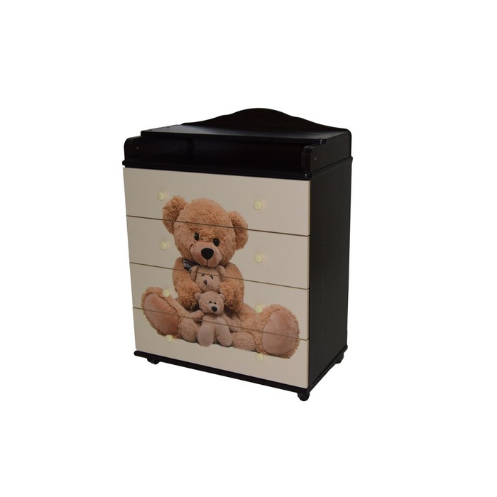 Комод пеленальный №5 "Мишка" МДФ 800/4, венге-слоновая кость