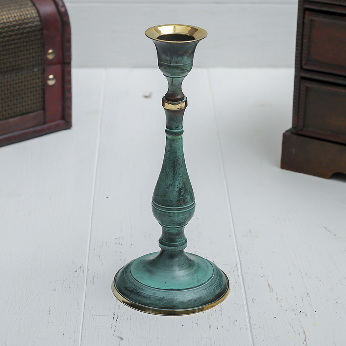 Подсвечник латунь под старину "Надежда" 7,5х7,5х19 см