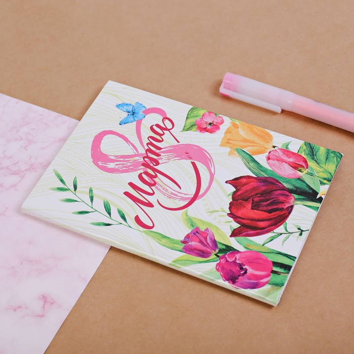 Блокнот "8 марта", твёрдая обложка, А6, 40 листов