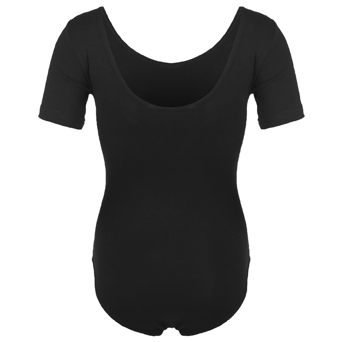 Купальник гимнастический Зайка х/б, короткий рукав, размер 34, цвет чёрный