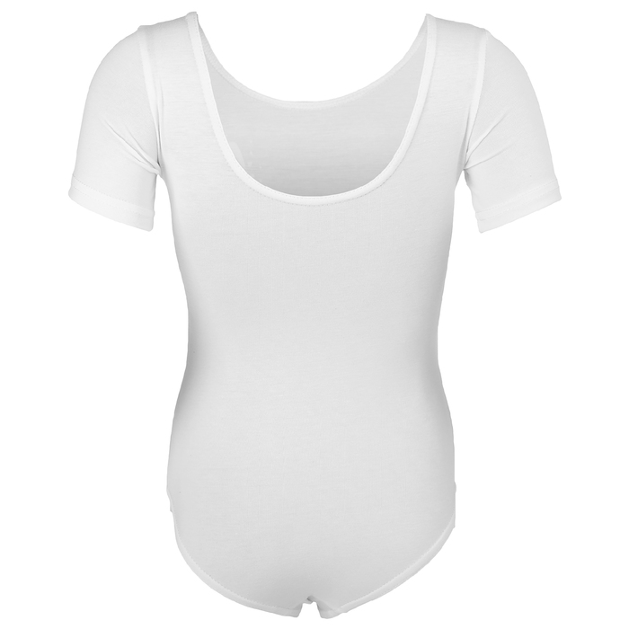 Купальник гимнастический Зайка х/б, короткий рукав, размер 30, цвет белый