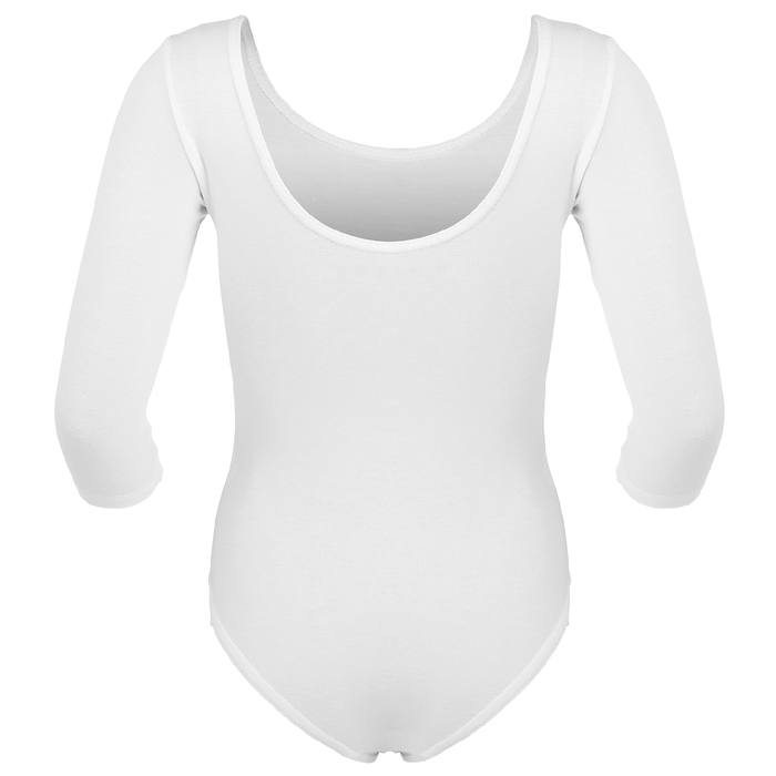 Купальник гимнастический Зайка х/б, рукав 3/4, размер 36, цвет белый