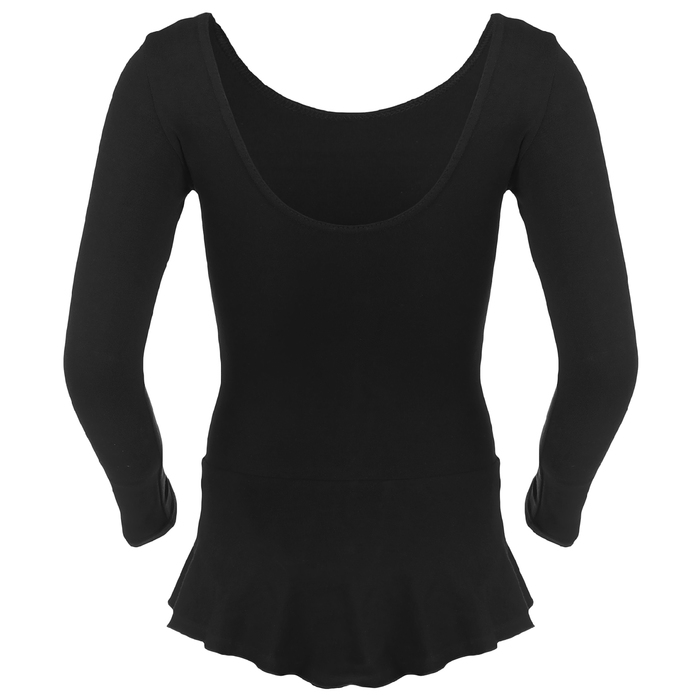 Купальник гимнастический Зайка х/б, с юбкой длин.рукав, размер 28, цвет чёрный