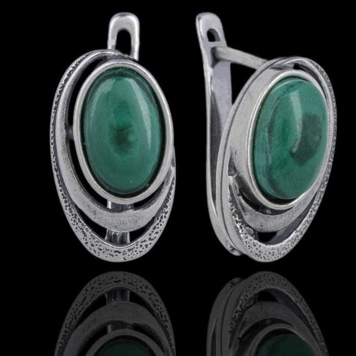 Серьги "Юпитер", цвет белый в чернёном серебре