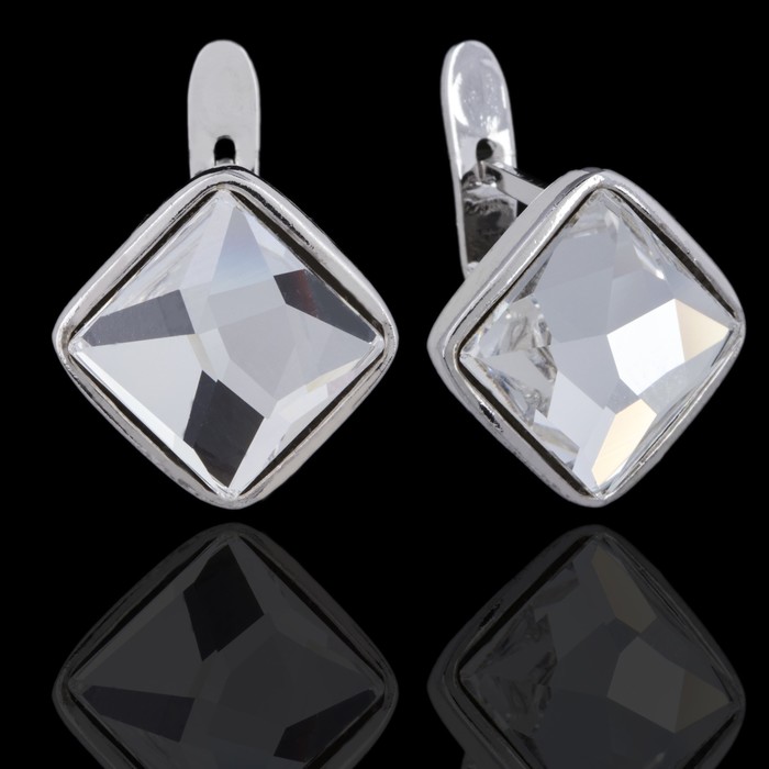 Серьги "Шедар", цвет белый в серебре