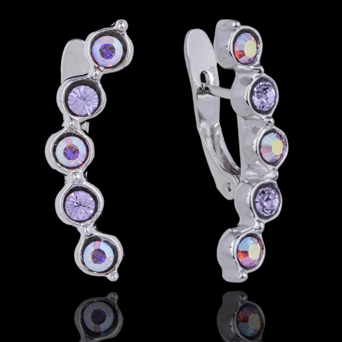 Серьги "Суфле", цвет фиолетовый в серебре