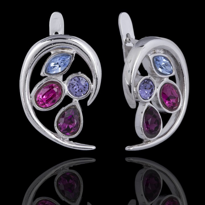 Серьги "Сорбе", цвет фиолетовый в серебре