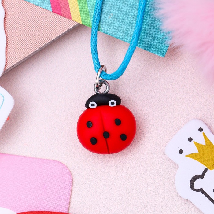 Кулон детский "Выбражулька" божья коровка, цвет красно-черный
