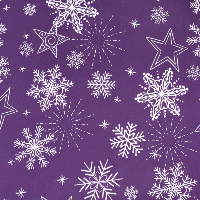 Бумага упаковочная крафт "Снежинка", фиолетовый, 0,7 х 10 м