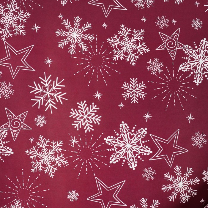 Бумага упаковочная крафт "Снежинка", бордо, 0,7 х 10 м