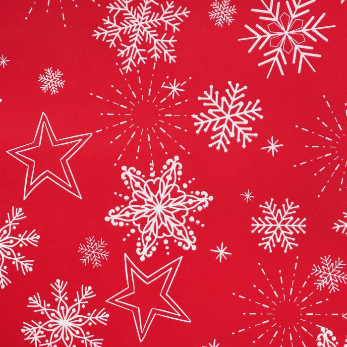 Бумага упаковочная крафт "Снежинка", красный, 0,7 х 10 м