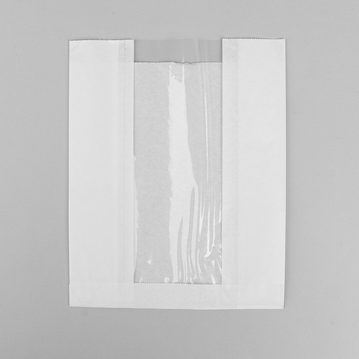 Пакет бумажный фасовочный, белый, с окном, V-образное дно 25 х 20(10) х 9 см