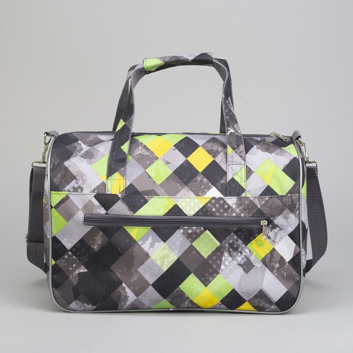 Сумка дорож ССД-10, 39*21*26, отд на молнии, длинн ремень, квадраты яркие
