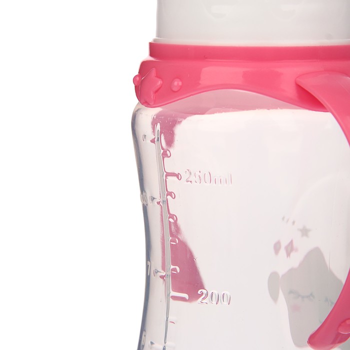 Бутылочка для кормления «Маленькая звёздочка» детская приталенная, с ручками, 250 мл, от 0 мес., цвет розовый