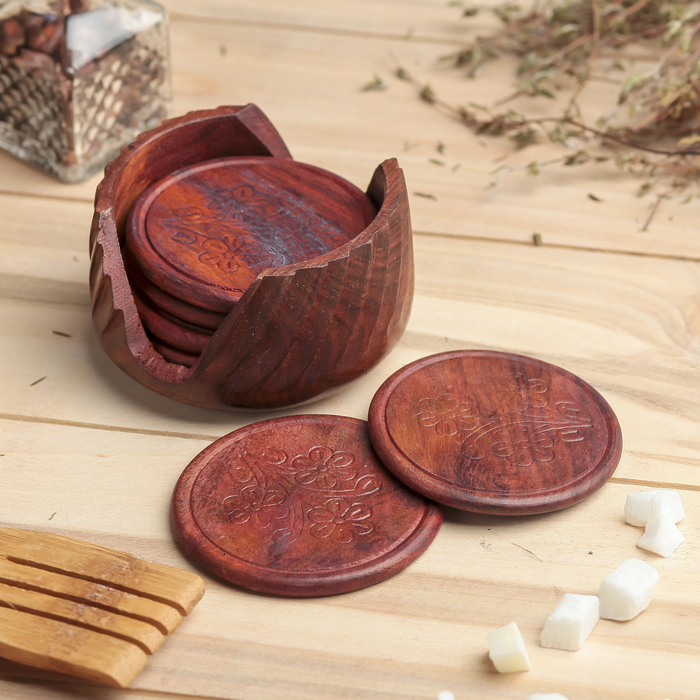 Подставка под горячее "Цветок" дерево 8,5х8,5х5 см