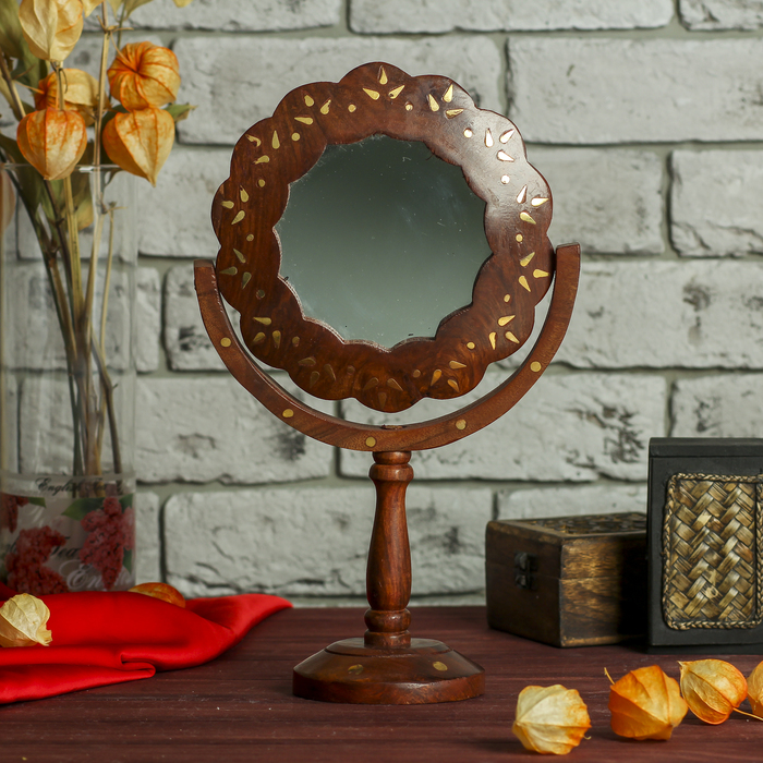 Зеркало дерево "Цветок" 17х8,5х27 см