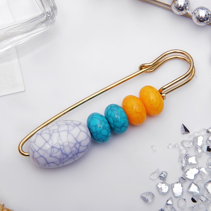 Булавка "Мрамор" 7,5см, цвет ная в золоте