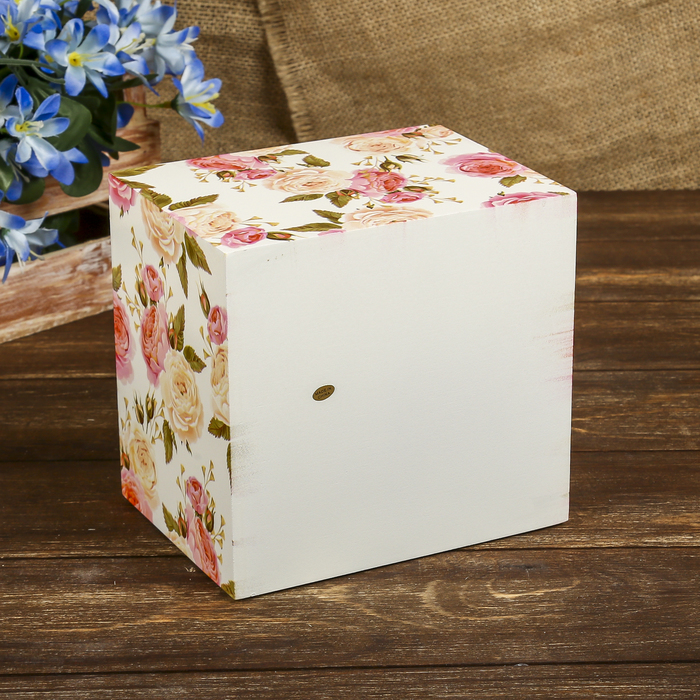 Шкатулка дерево комод 3 ящика "Королевские пионы" 14,8х15,6х11,6 см