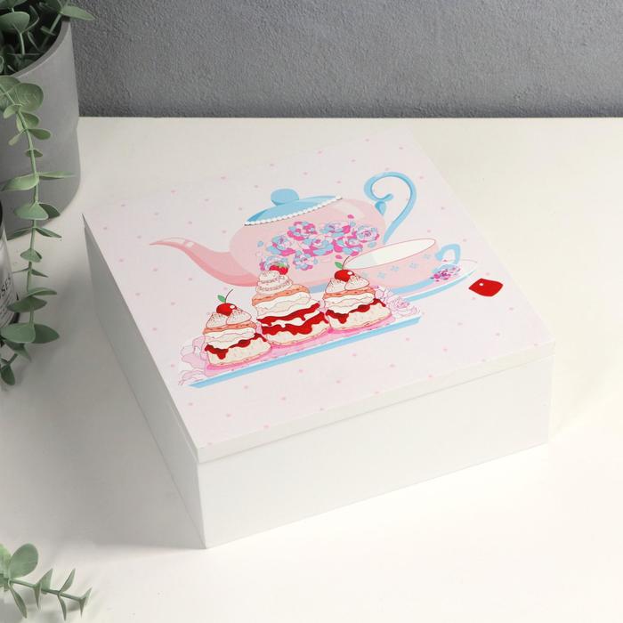 Шкатулка дерево "Чай с десертом" набор 2 шт 6,5х16х16 8,2х20,5х20,5 см