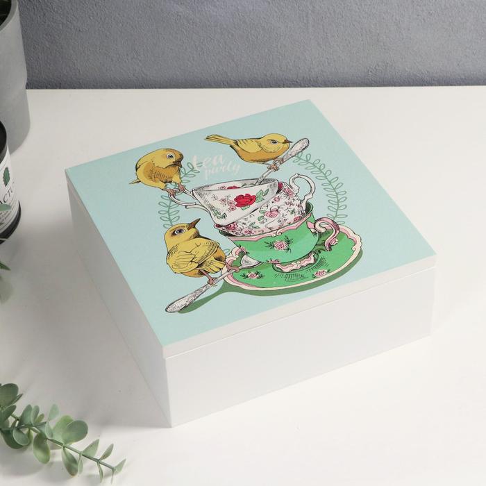 Шкатулка дерево "Чайная вечеринка" набор 2 шт 6,5х16х16 8,2х20,5х20,5 см