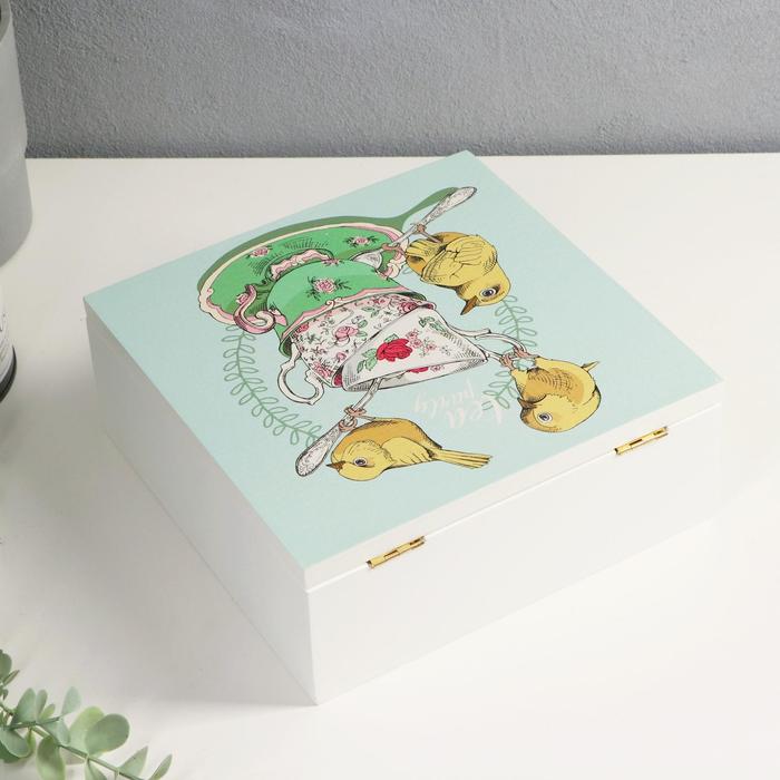 Шкатулка дерево "Чайная вечеринка" набор 2 шт 6,5х16х16 8,2х20,5х20,5 см