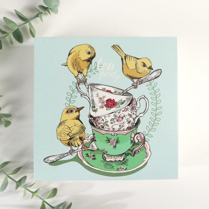 Шкатулка дерево "Чайная вечеринка" набор 2 шт 6,5х16х16 8,2х20,5х20,5 см