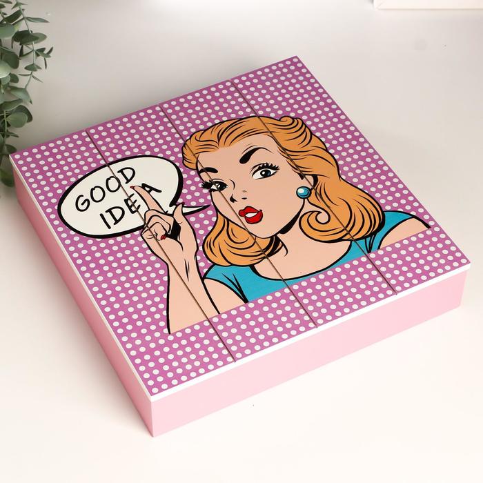 Шкатулка дерево с делениями "Хорошая идея - блондинка" 6х29,8х29,7 см