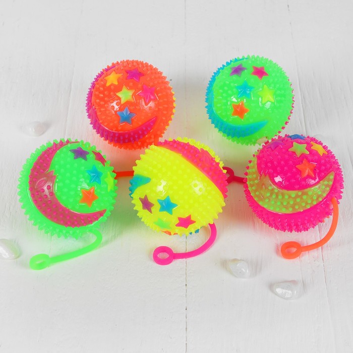 Мяч световой "Звёздочки" на резинке 7*7 см, цвета МИКС