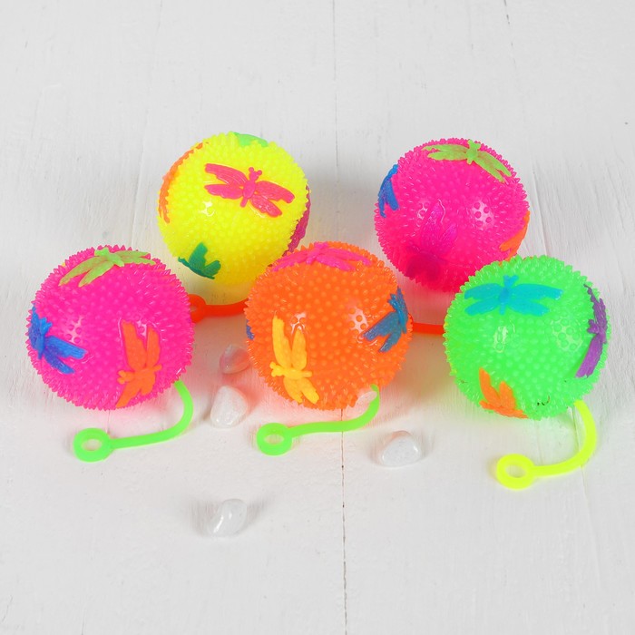 Мяч световой "Стрекоза" на резинке 7*7 см, цвета МИКС