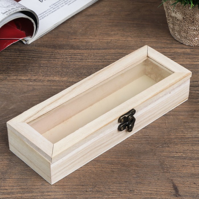 Шкатулка дерево под роспись со стеклом "Эйфелева башня" 3,8х19,7х7 см