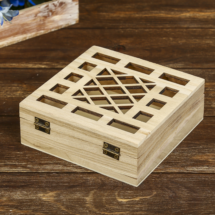 Шкатулка дерево под роспись "Фигурная сетка" 4,7х14х13,8 см