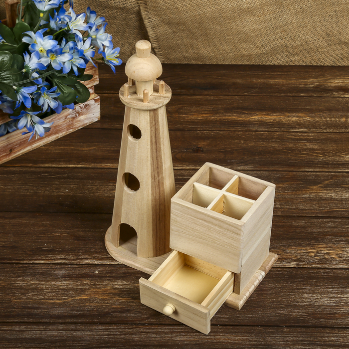 Шкатулка с карандашницей дерево под роспись "Маяк" 29х20,5х10,5 см