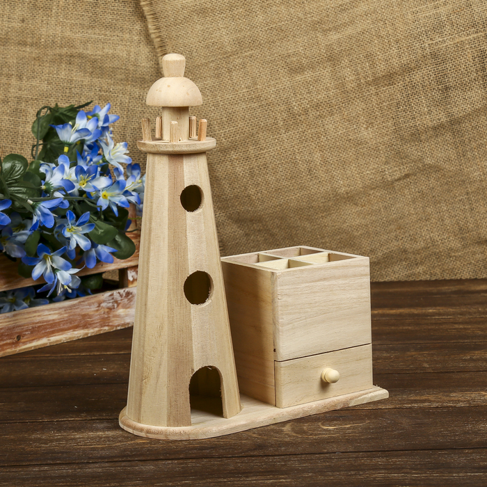 Шкатулка с карандашницей дерево под роспись "Маяк" 29х20,5х10,5 см