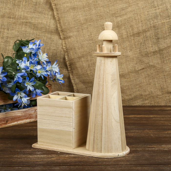 Шкатулка с карандашницей дерево под роспись "Маяк" 29х20,5х10,5 см